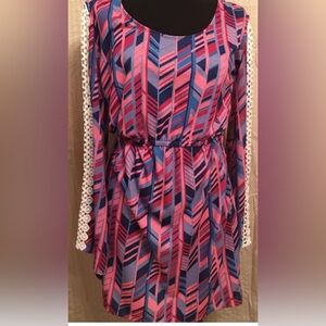 Rock And Roll Geometric Pink and Blue Women's Dress